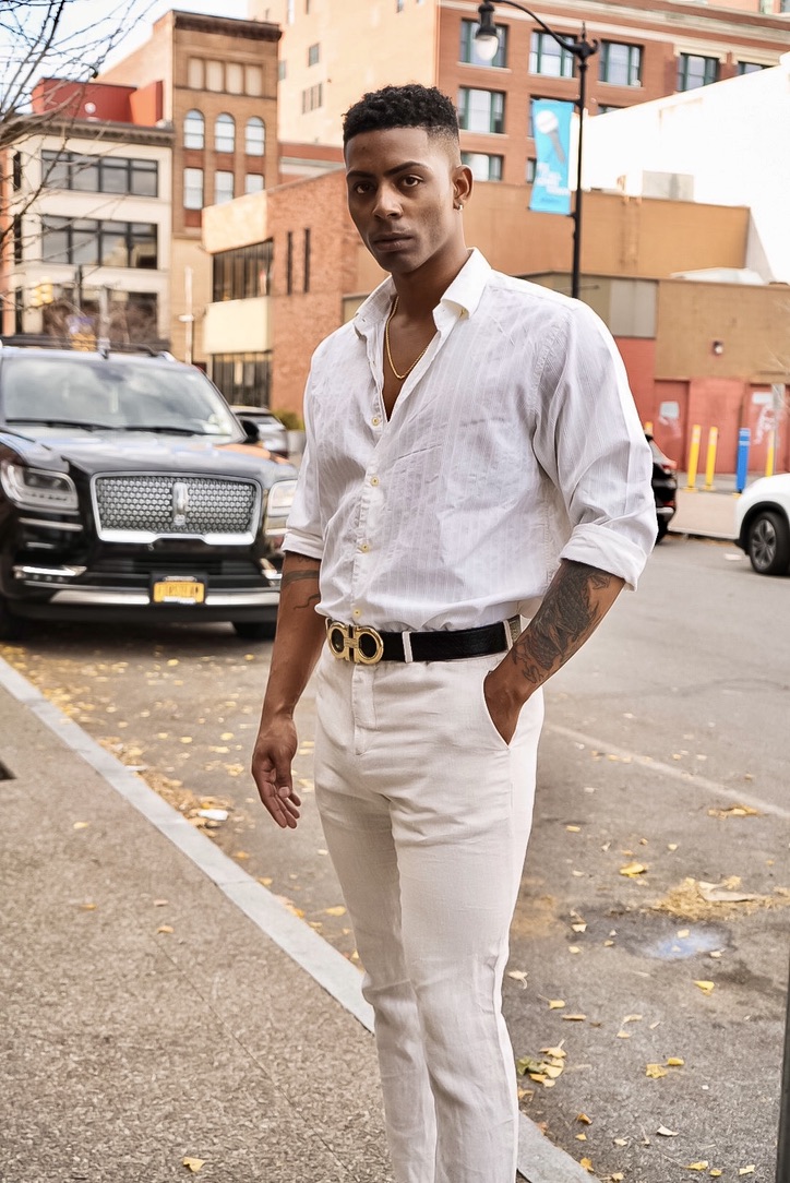 White Shirt Brown Pants Ferragamo Belt